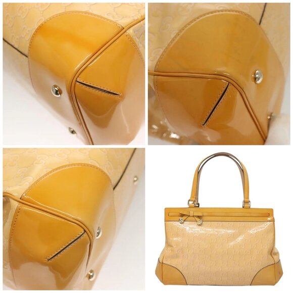 GUCCI GG Canvas Hand Bag Enamel Yellow Gold - Picture 10 of 15